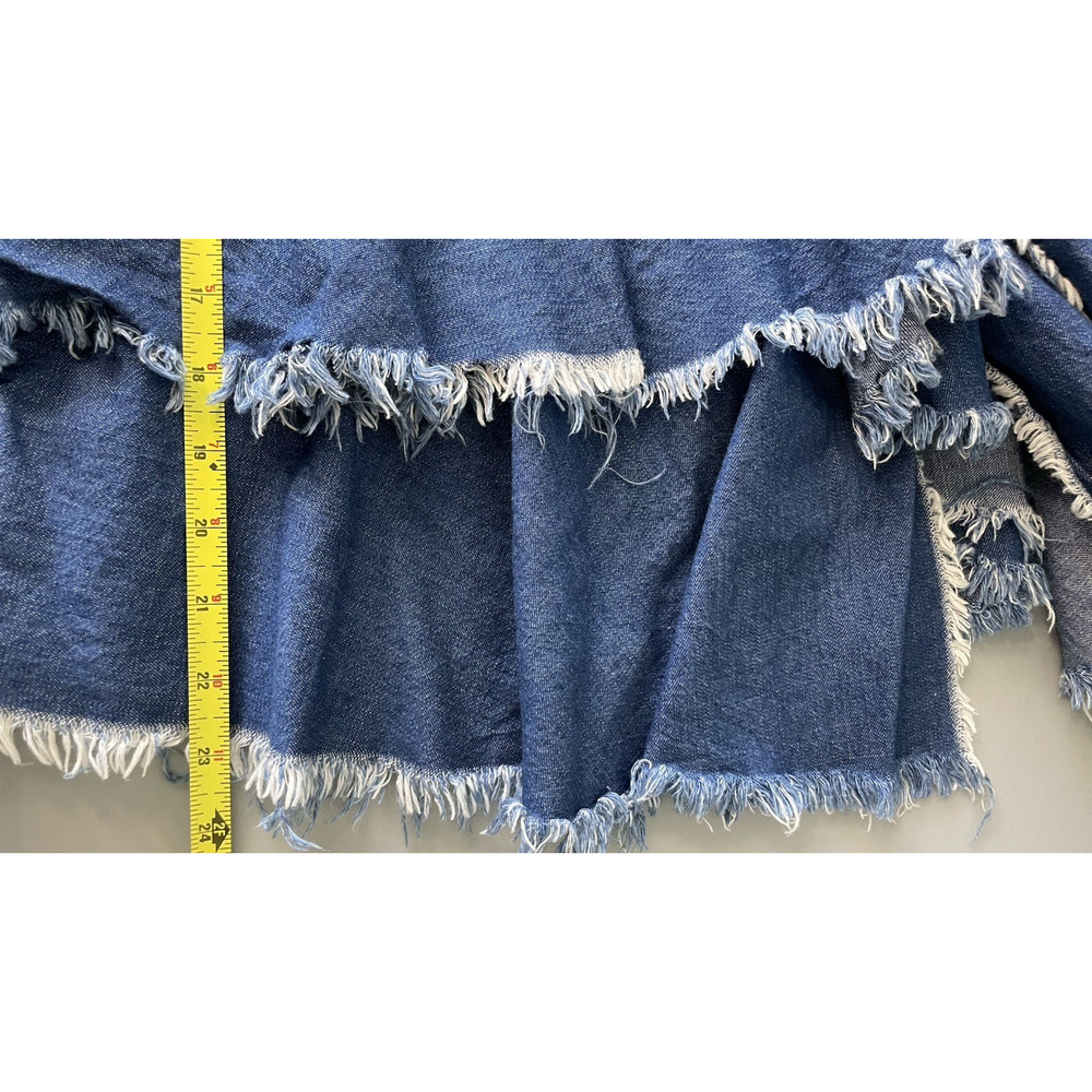 BP Y2K Skirt Ruffle Fringe Hem Western Denim Above Knee Cowgirl Boho Blue Size S - Picture 11 of 11